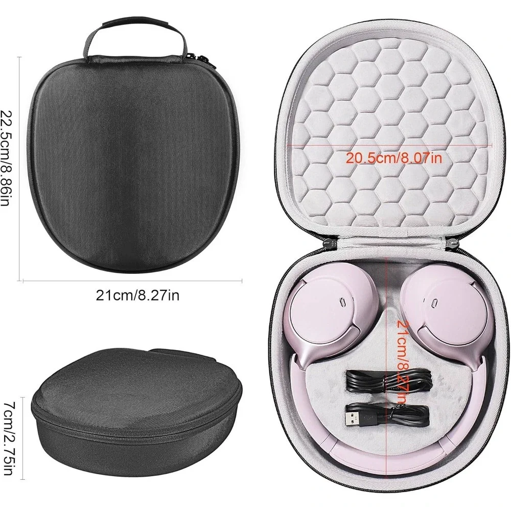 Travel Case for Bose QC25 QC35 QC45 Sony XM4 CH710 JBL T700BT Headphones‎ Black